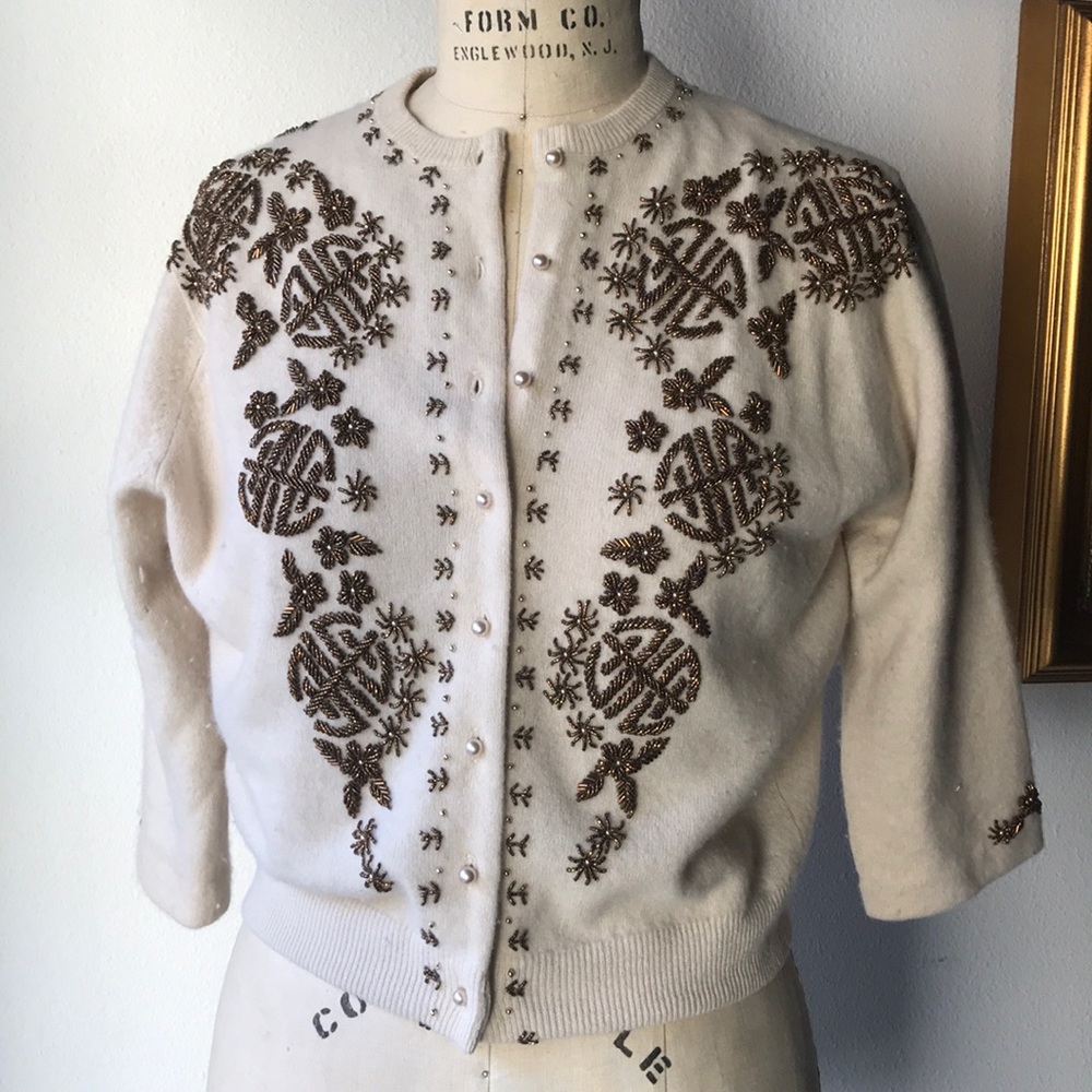 Vintage cashmere beaded cardigan